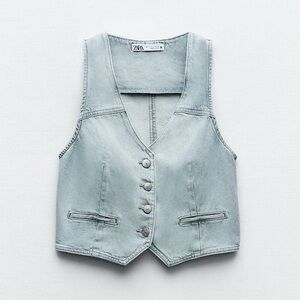 Zara Cropped Denim Vest